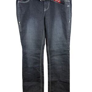 Jazzie‎ Blue Jeans Embroidered y2k vintage size 11/12 retro embroidered red